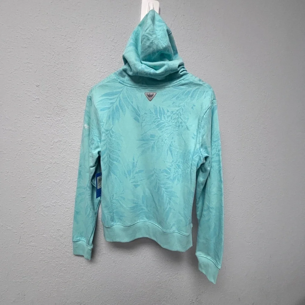 NWT Columbia Women’s S PFG Slack Water French Terry Hoodie in Aqua Foliage - Picture 7 of 12